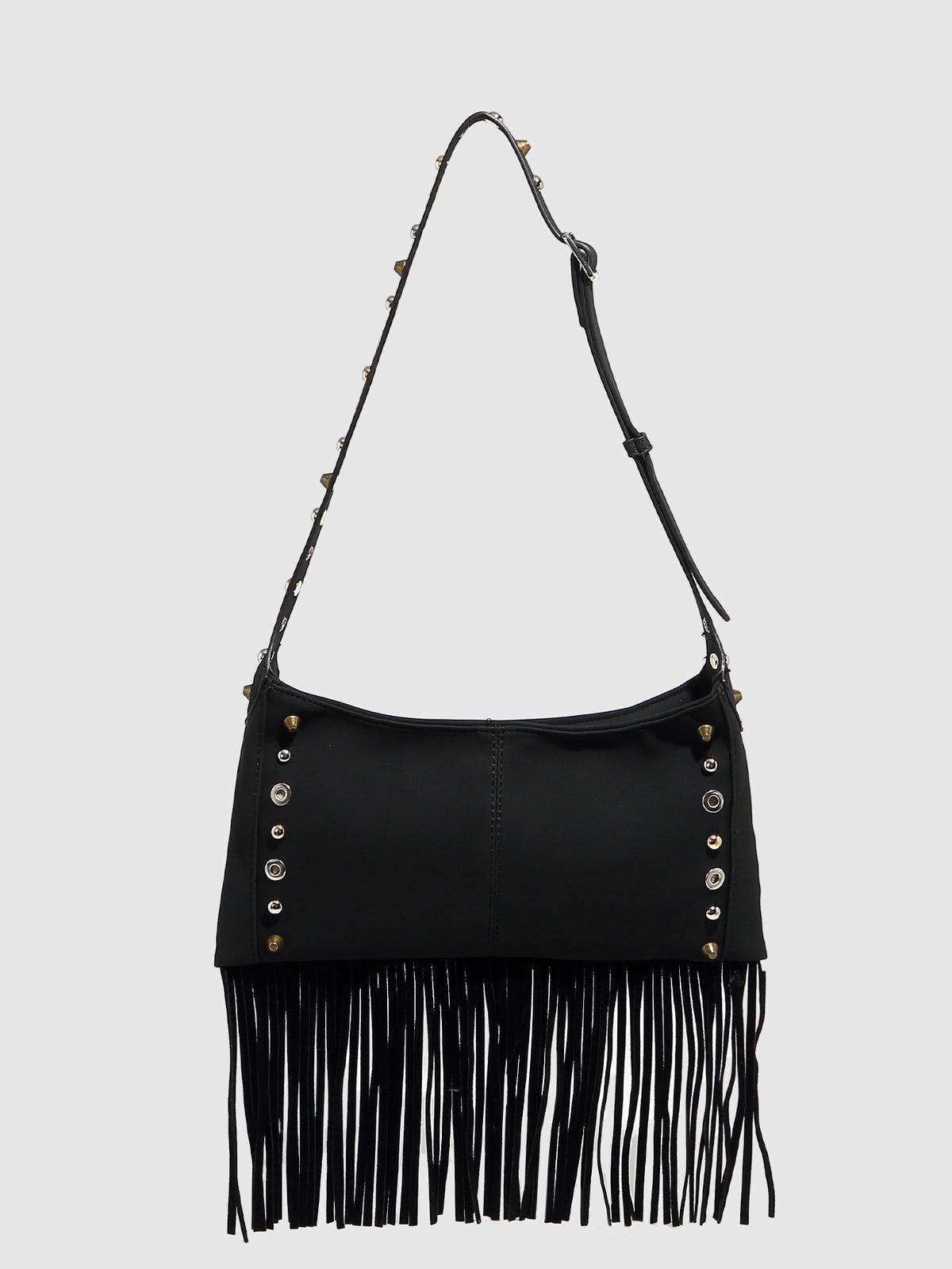 Studded Tassel Shoulder Bag