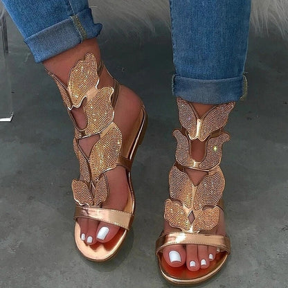 Plus-size Rhinestone Flat Sandals