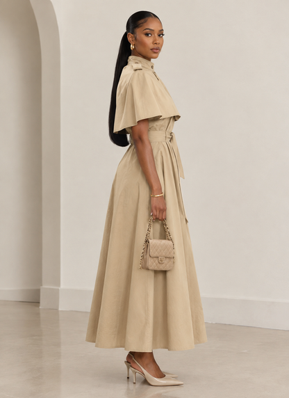 Cape-style Mid-length Coat-dress