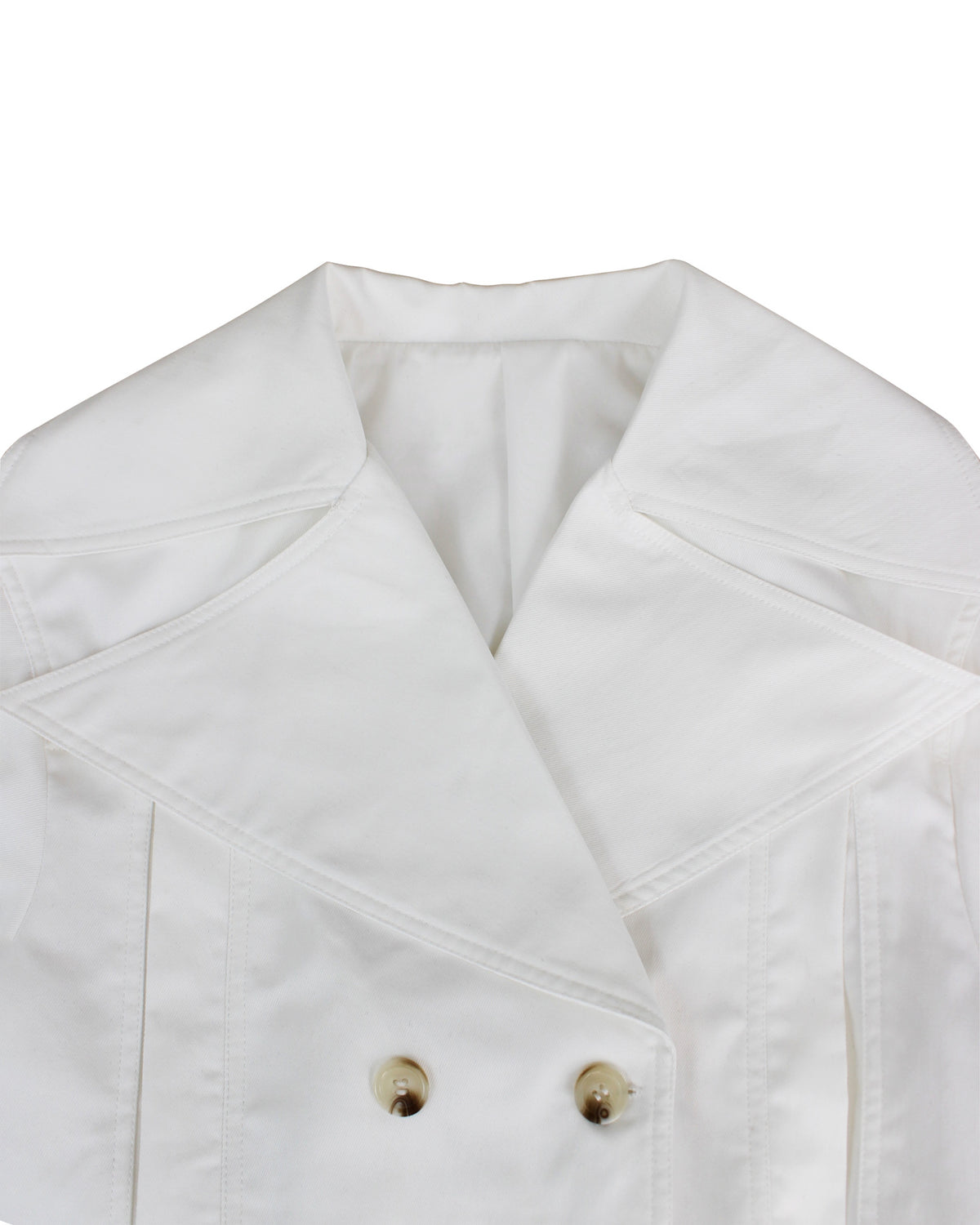 Lapel-collar Belted Cropped Trench Coat