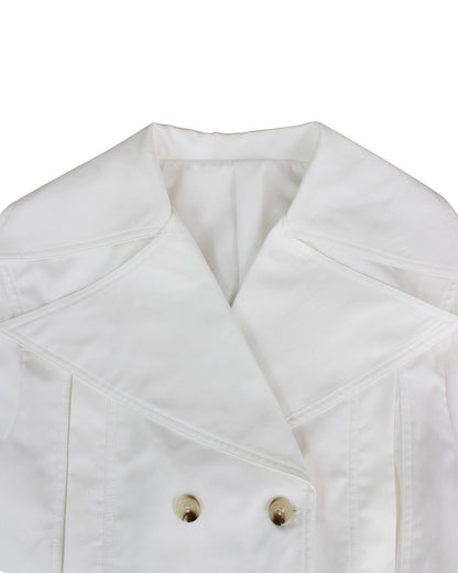 Lapel-collar Belted Cropped Trench Coat