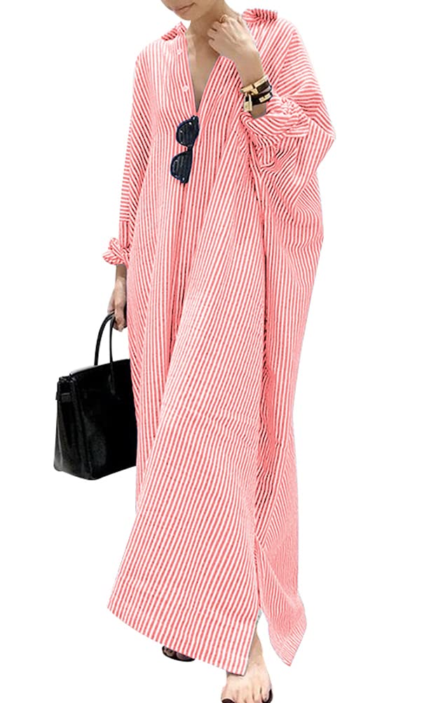 Striped Cotton Maxi Shirt Dress