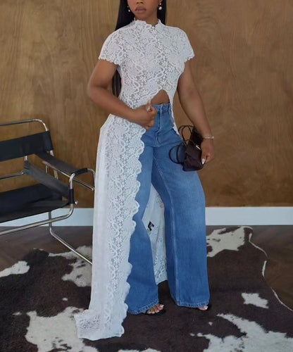 Intage Lace Stand Collar Top