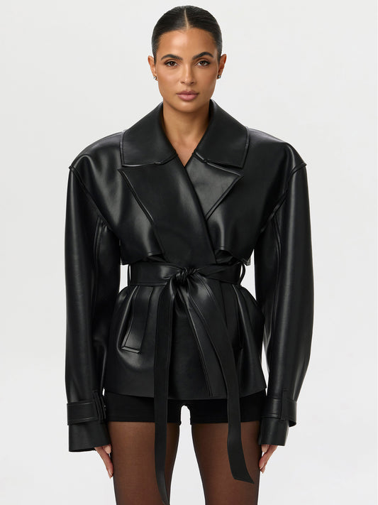 Fitted PU Leather Jacket