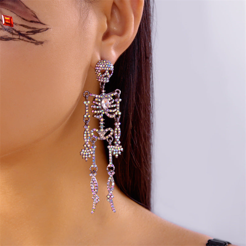 Halloween Series Rhinestone Skull Earrings