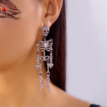Halloween Series Rhinestone Skull Earrings