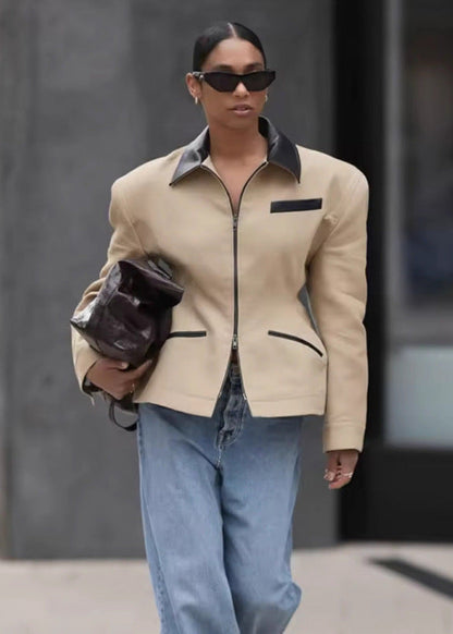 Color-block Cropped Jacket