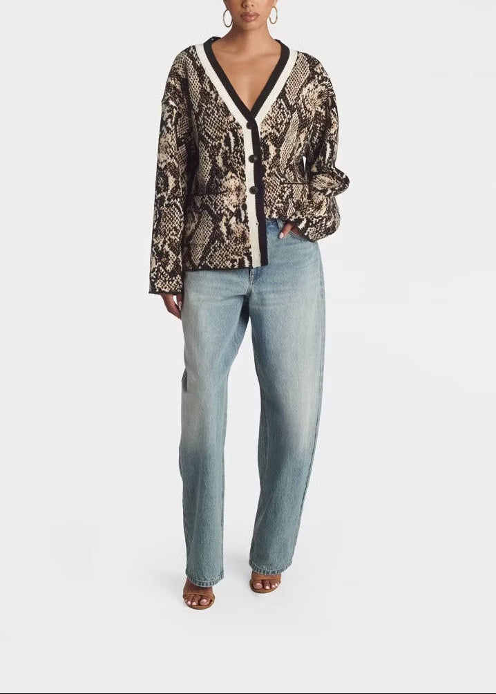 Snake Print Slouchy Cardigan