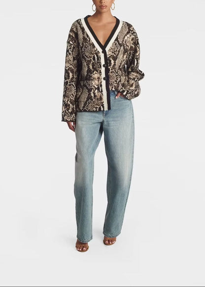 Snake Print Slouchy Cardigan
