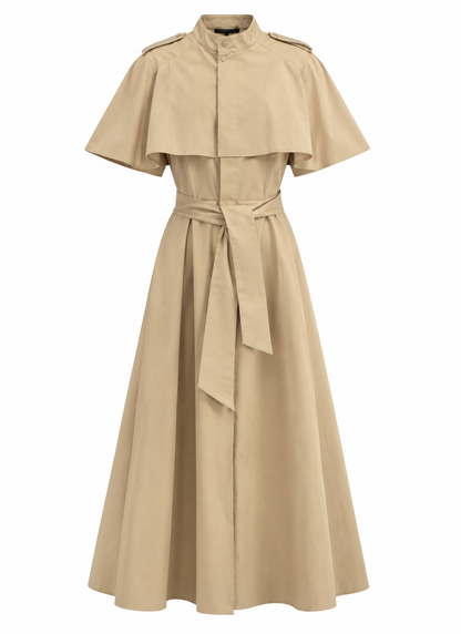Cape-style Mid-length Coat-dress
