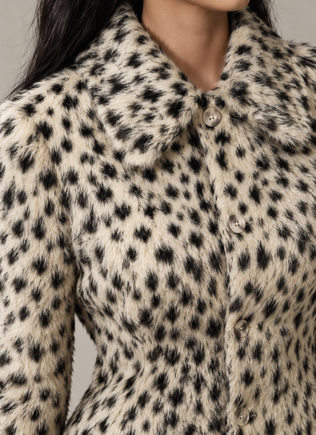Leopard-print Faux Fur Cropped Jacket