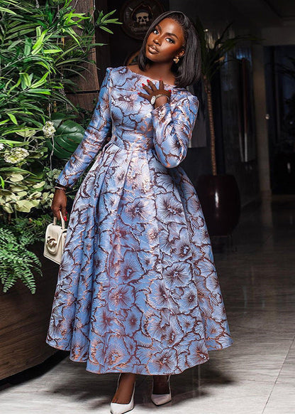 Elegant Long-Sleeve A-Line Pleated Dress