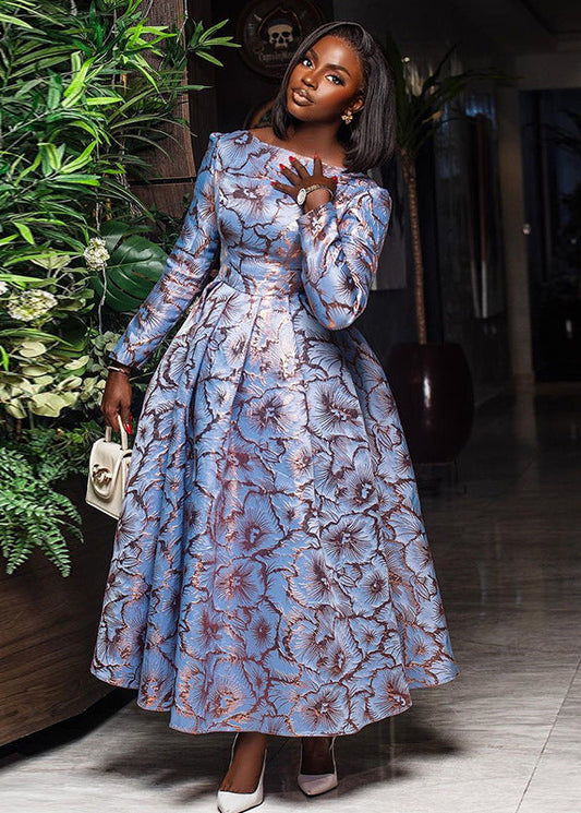 Elegant Long-Sleeve A-Line Pleated Dress