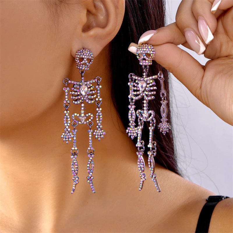 Halloween Series Rhinestone Skull Earrings