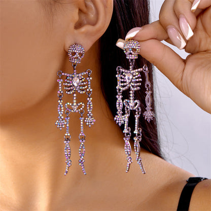 Halloween Series Rhinestone Skull Earrings