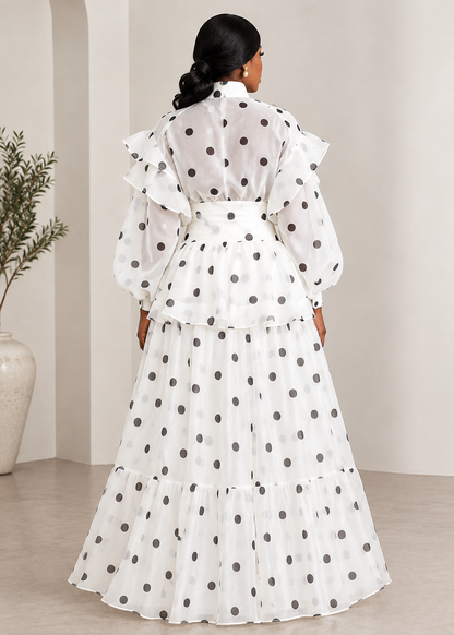 Polka-dot Chiffon Matching Skirt Set