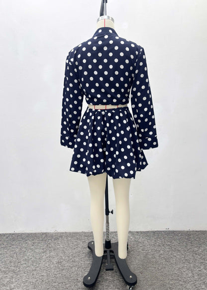 Navy Polka Dot Two-Piece Set