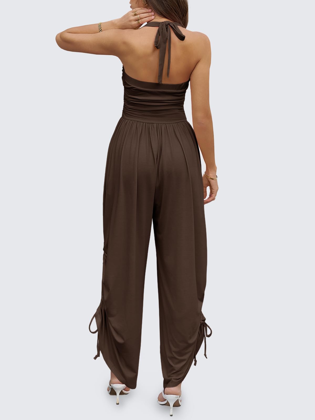 Halter Backless Barrel Wide Leg Jumpsuit