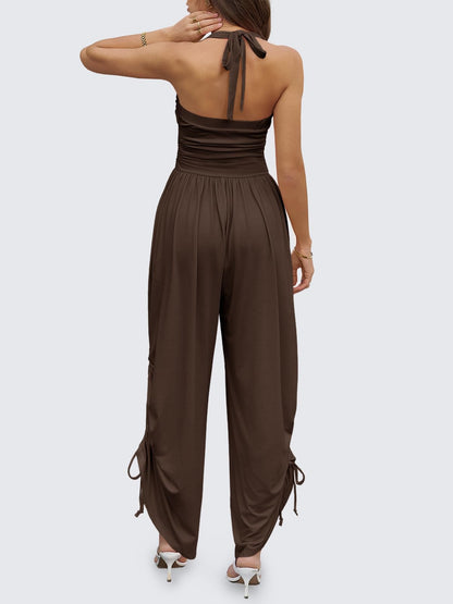 Halter Backless Barrel Wide Leg Jumpsuit