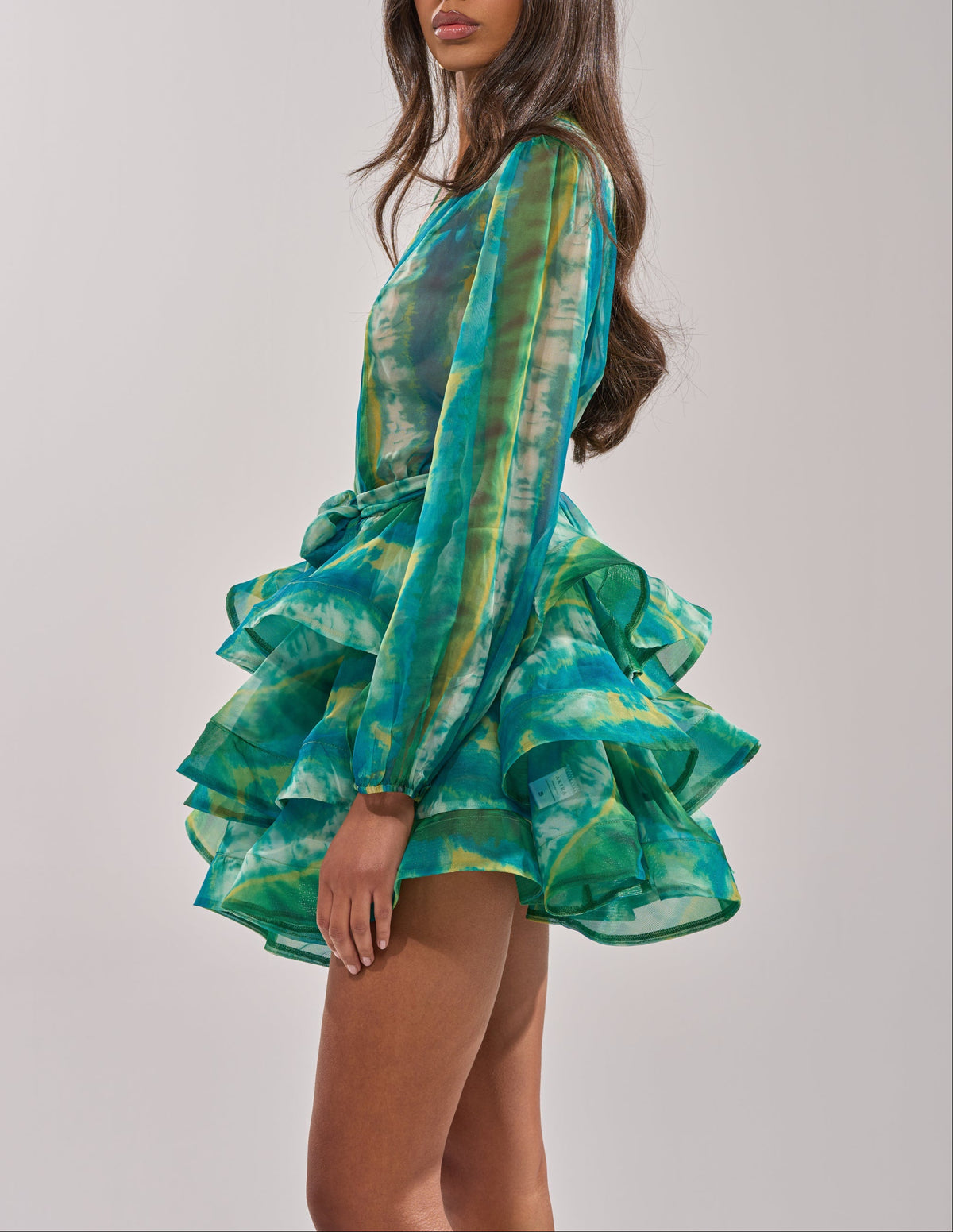 Tie-Dye Ruffle Hem Mini Dress