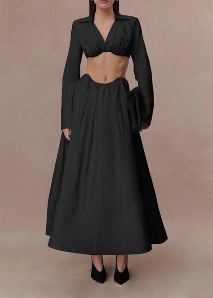Cropped Backless Two-Piece Set