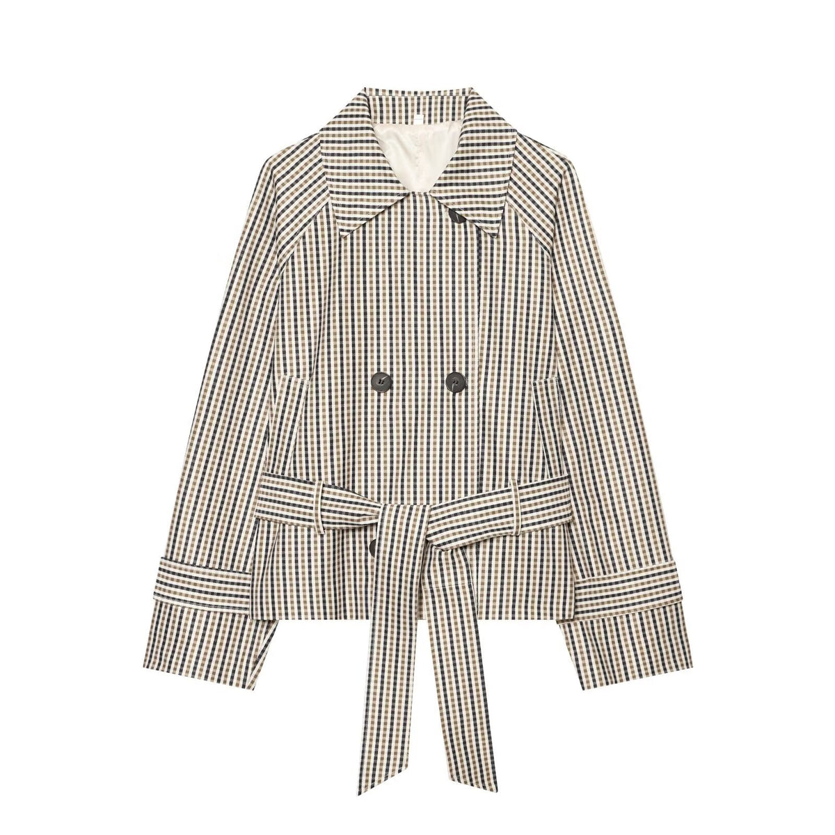 Checked Short Trench Coat