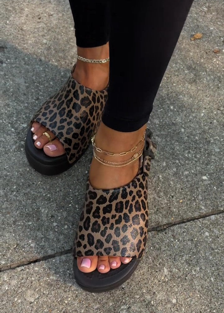 Leopard-print Platform Beach Sandals
