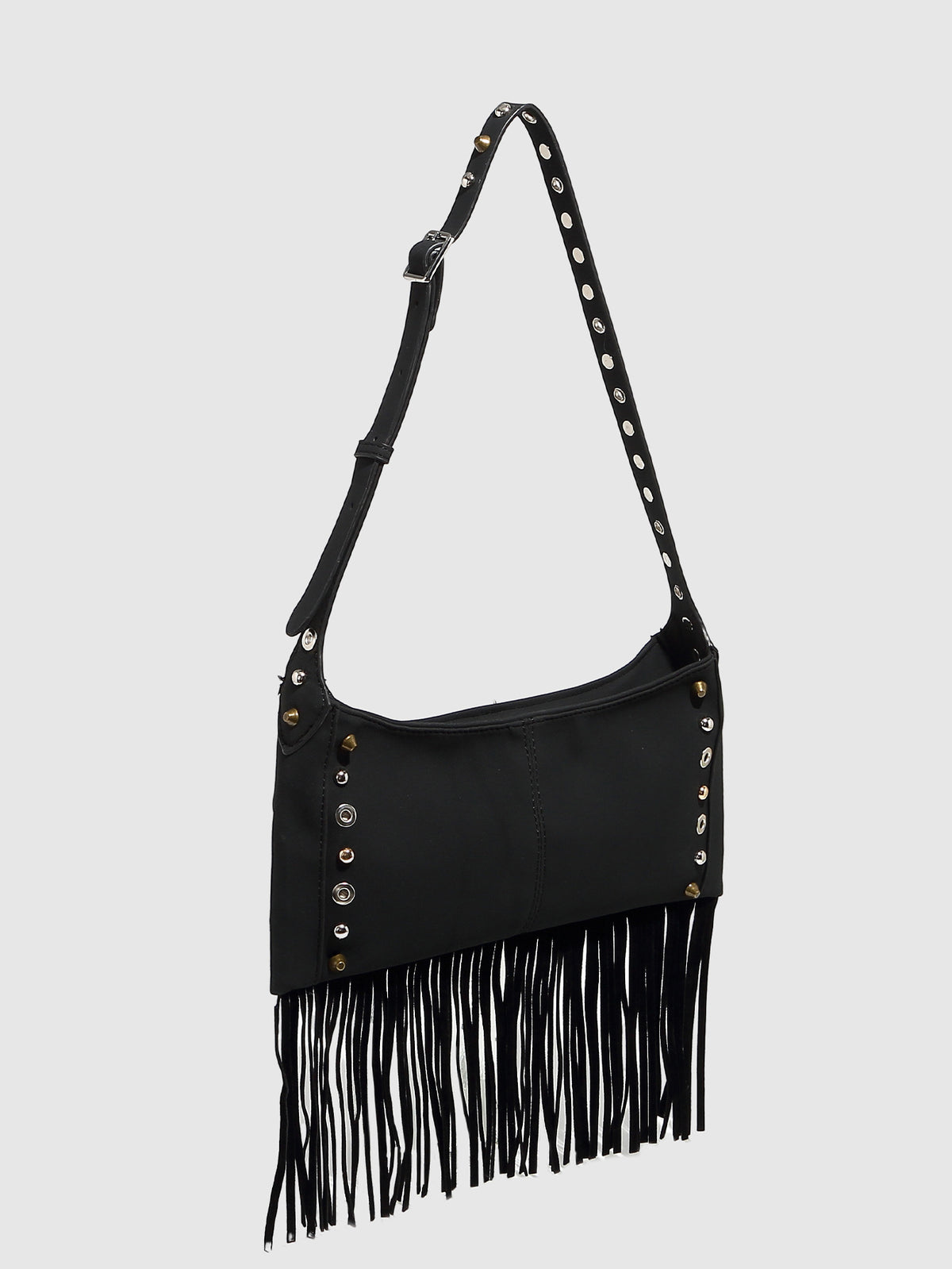Studded Tassel Shoulder Bag