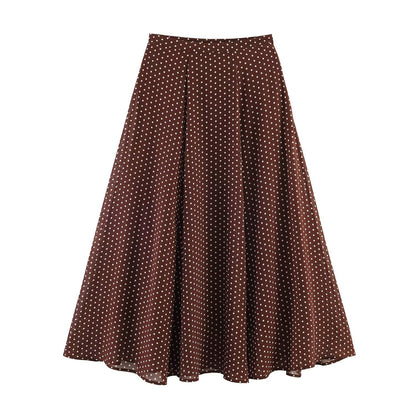 Stylish Polka-Dot Shirt with Bow Detail And Matching Long Skirt Set