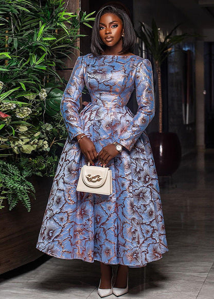Elegant Long-Sleeve A-Line Pleated Dress