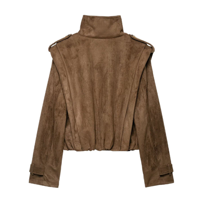Autumn 2026 New Fashion Suede Cropped Jacket