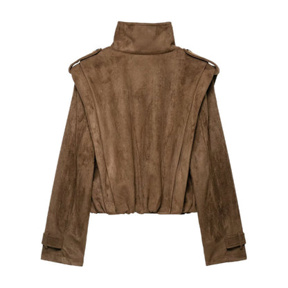 Autumn 2026 New Fashion Suede Cropped Jacket
