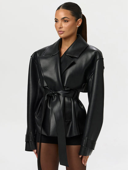 Fitted PU Leather Jacket
