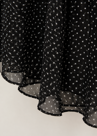 Stylish Polka-Dot Shirt with Bow Detail And Matching Long Skirt Set