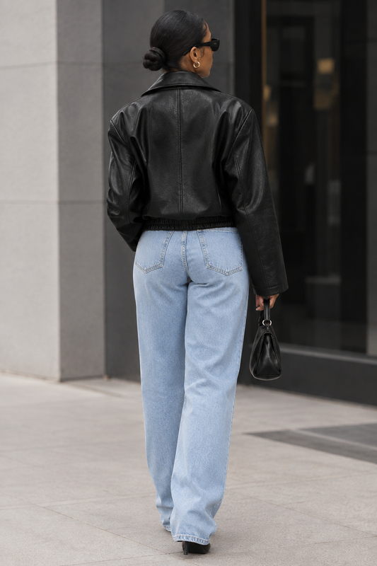 Women's Leather Aviator Jacket