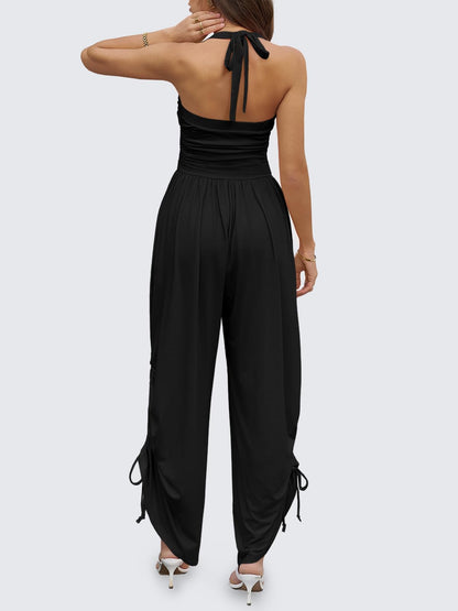 Halter Backless Barrel Wide Leg Jumpsuit