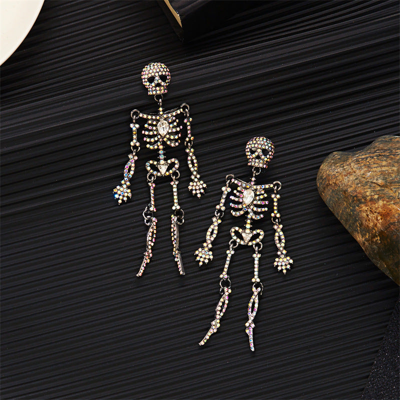 Halloween Series Rhinestone Skull Earrings
