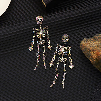 Halloween Series Rhinestone Skull Earrings