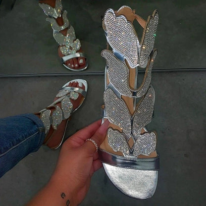 Plus-size Rhinestone Flat Sandals