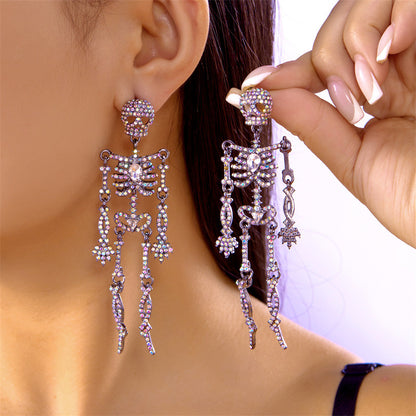 Halloween Series Rhinestone Skull Earrings