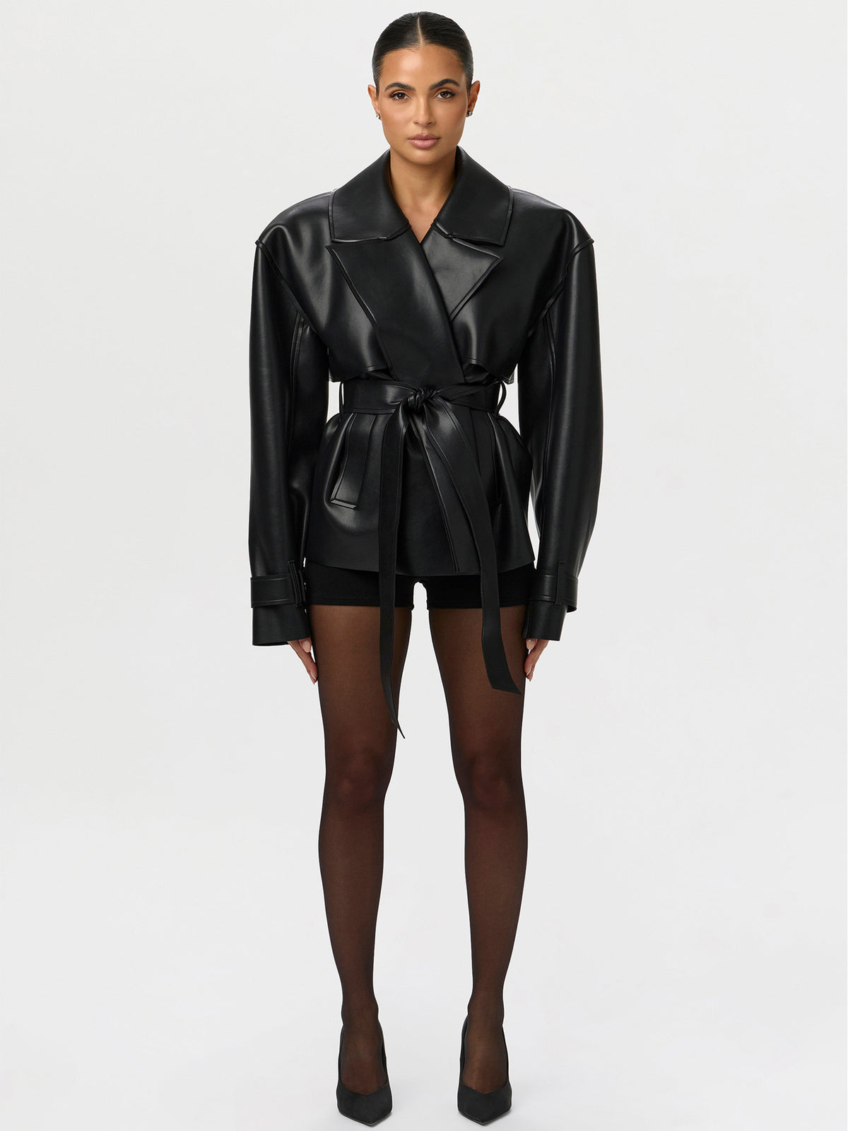 Fitted PU Leather Jacket