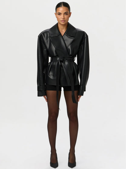 Fitted PU Leather Jacket