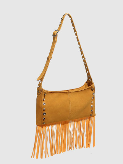 Studded Tassel Shoulder Bag