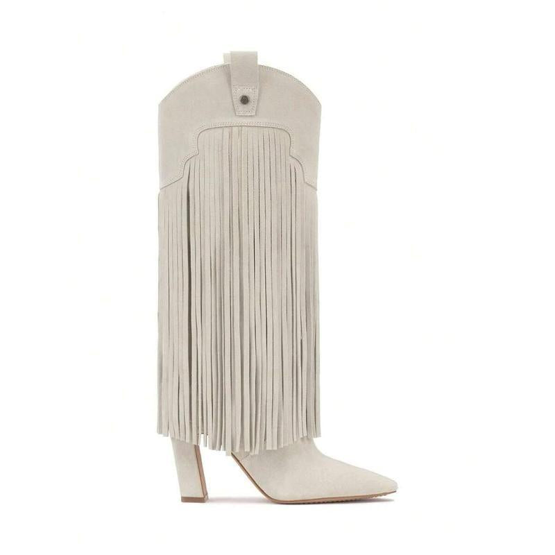 Suede Fringe Western Boots