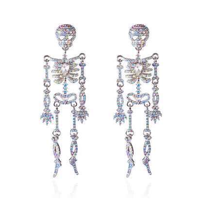 Halloween Series Rhinestone Skull Earrings