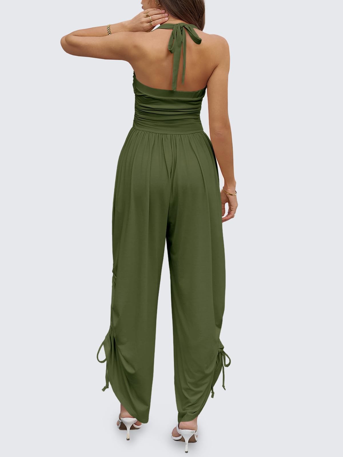 Halter Backless Barrel Wide Leg Jumpsuit
