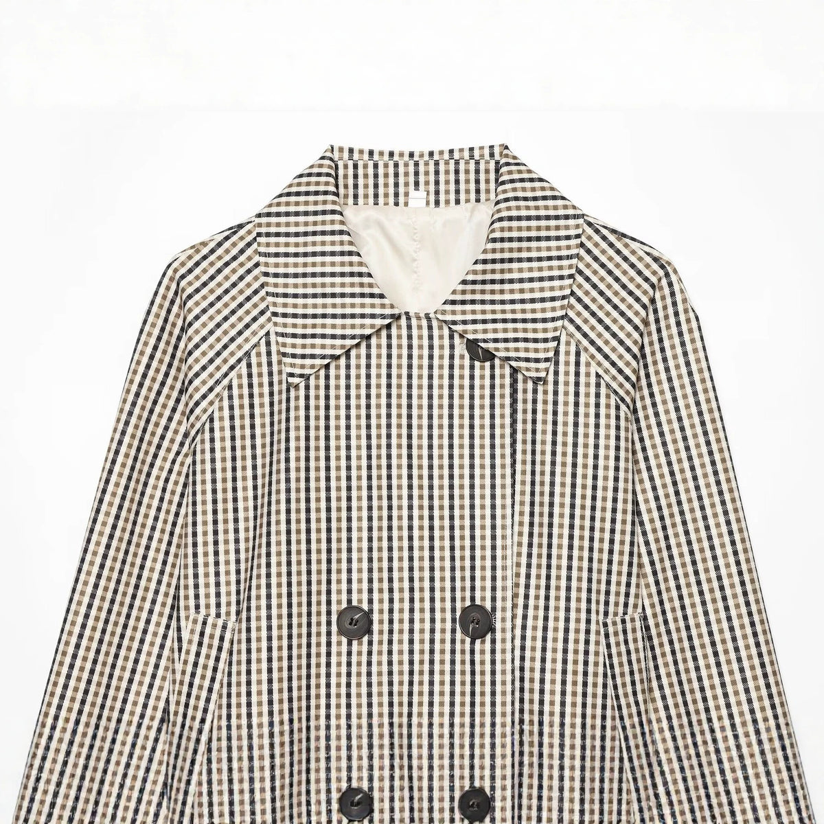 Checked Short Trench Coat