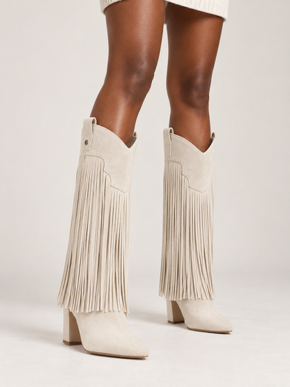 Suede Fringe Western Boots
