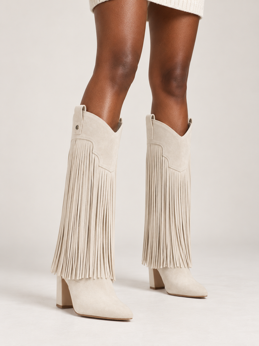 Suede Fringe Western Boots