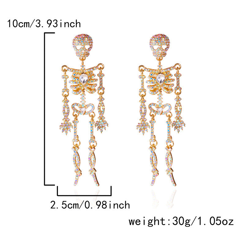 Halloween Series Rhinestone Skull Earrings